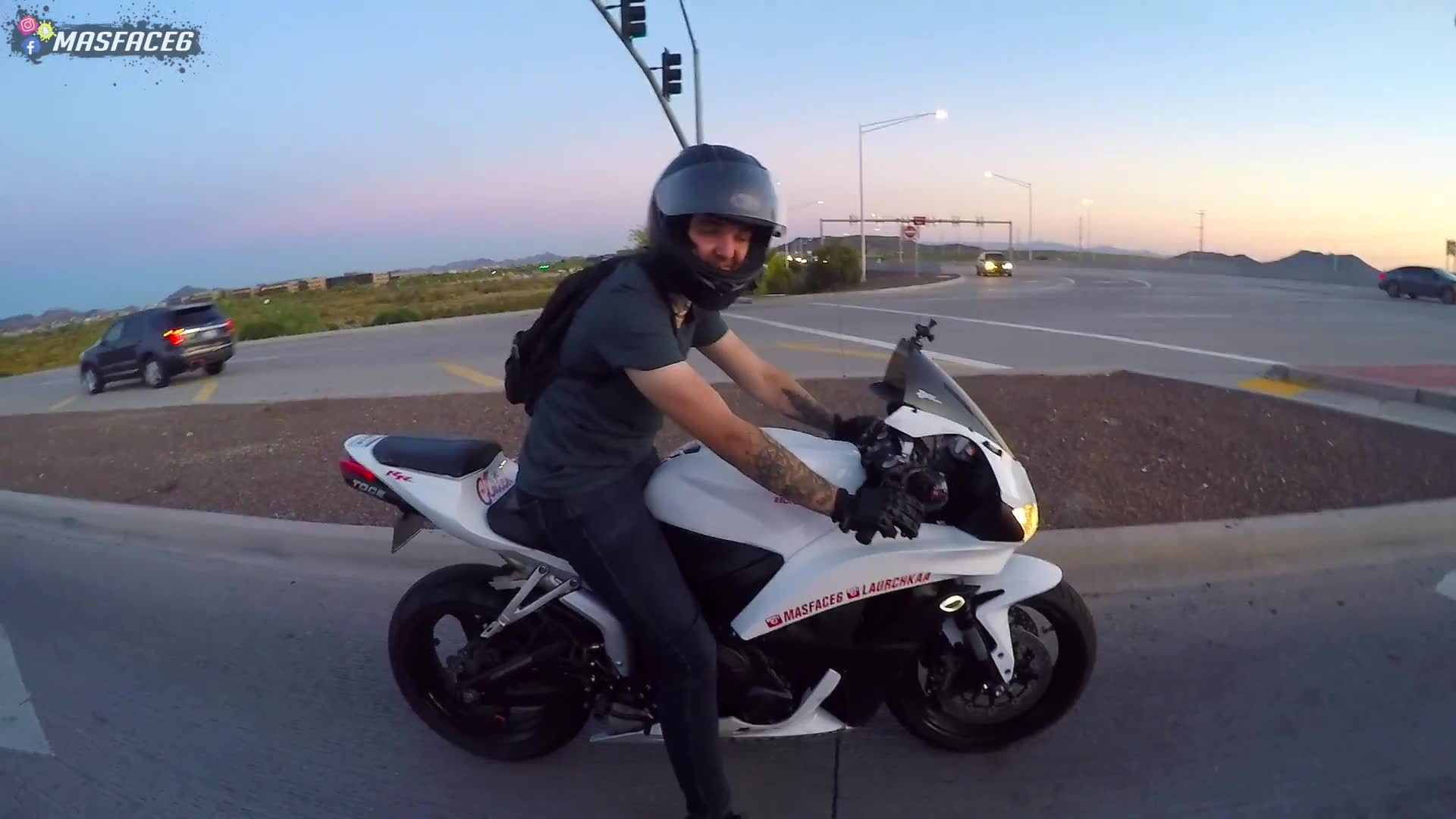 Riding our motorcycles through dutch bros' drive thru! filmed from motorcycle perspective on the street