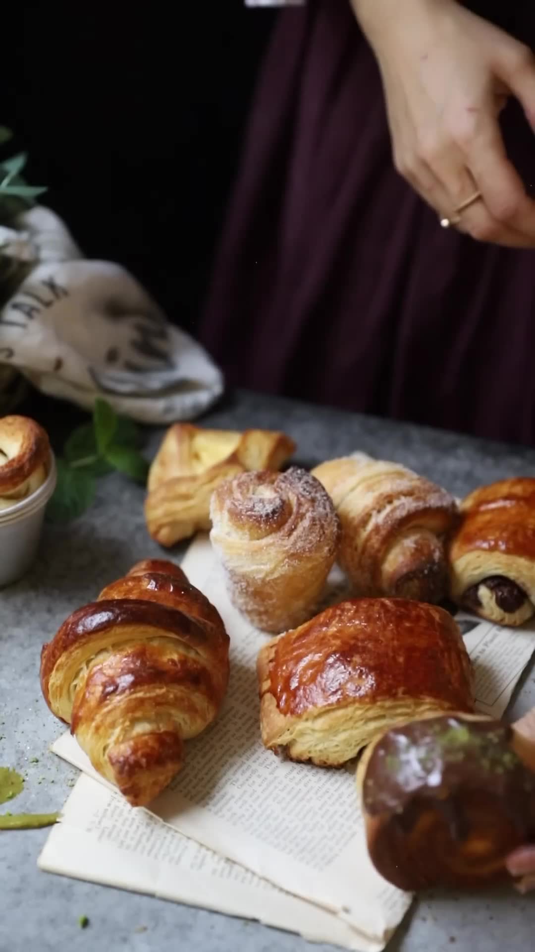 Classic eggs Benedict paired with assorted croissant flavors