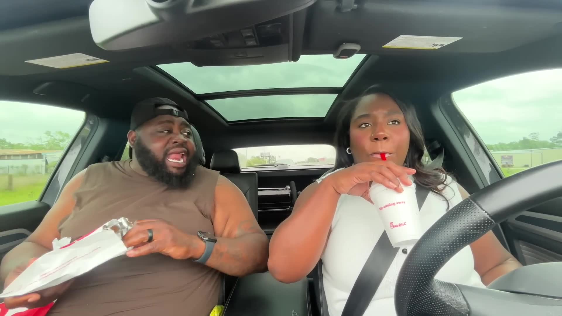 Husband's furious reaction when I said the drive-thru gave him a bitten sandwich