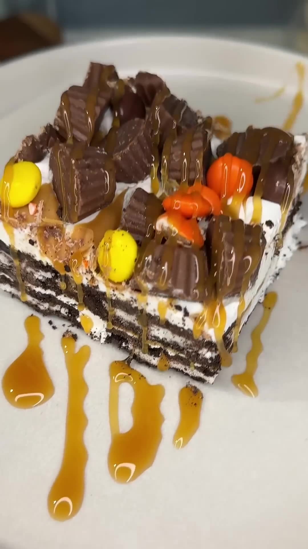 Cookie layers soften in cream for easy sliceable dessert