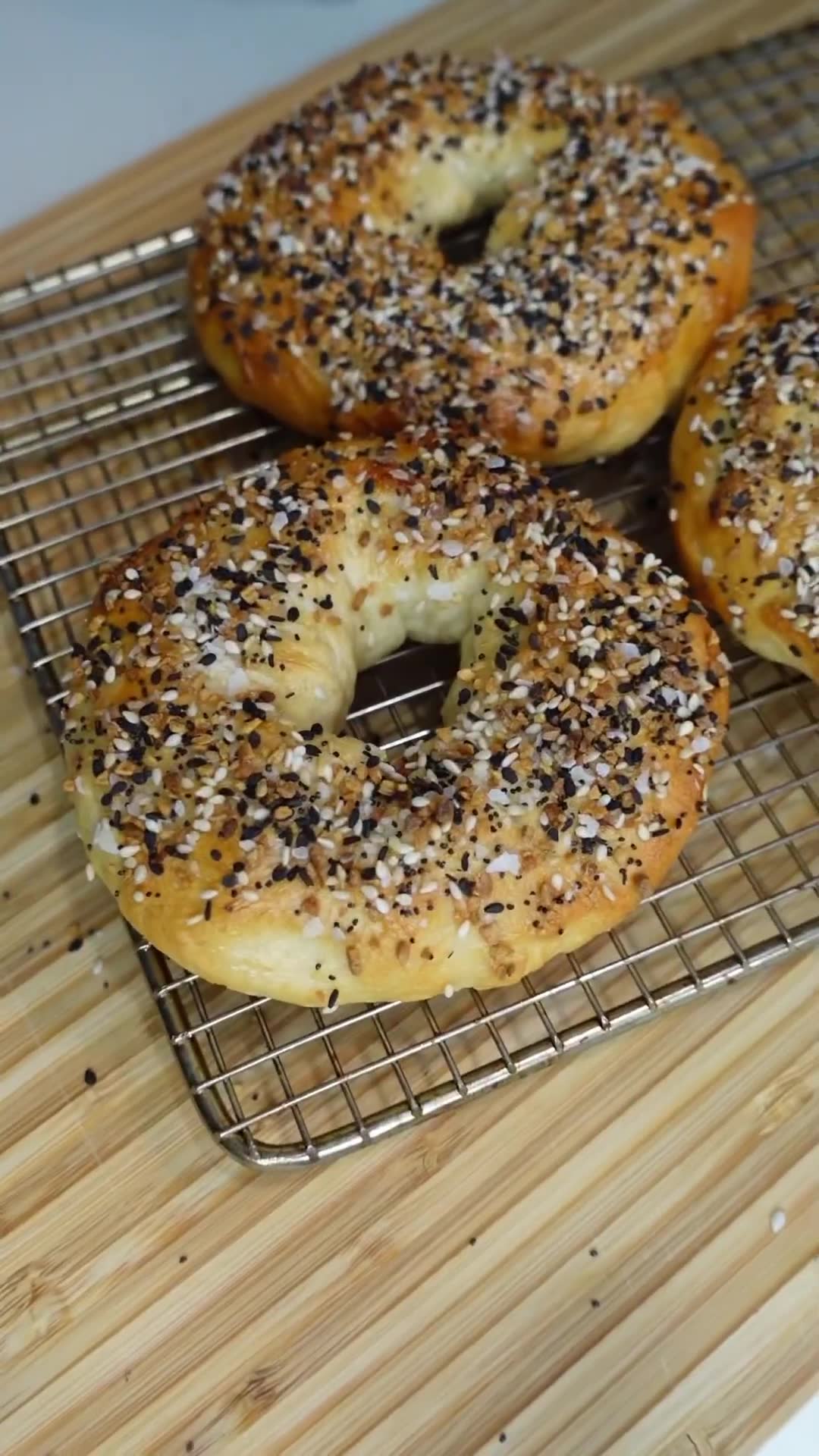Homemade everything bagels with the perfect seasoning and texture