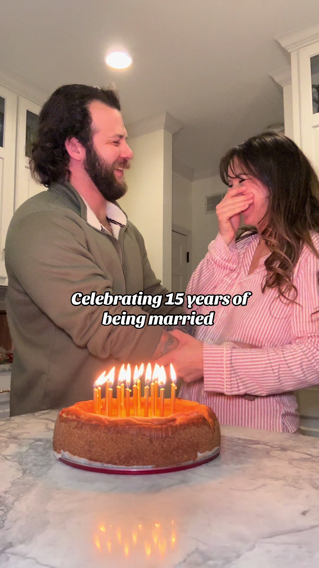 Relationship milestone marked with traditional cake and candles