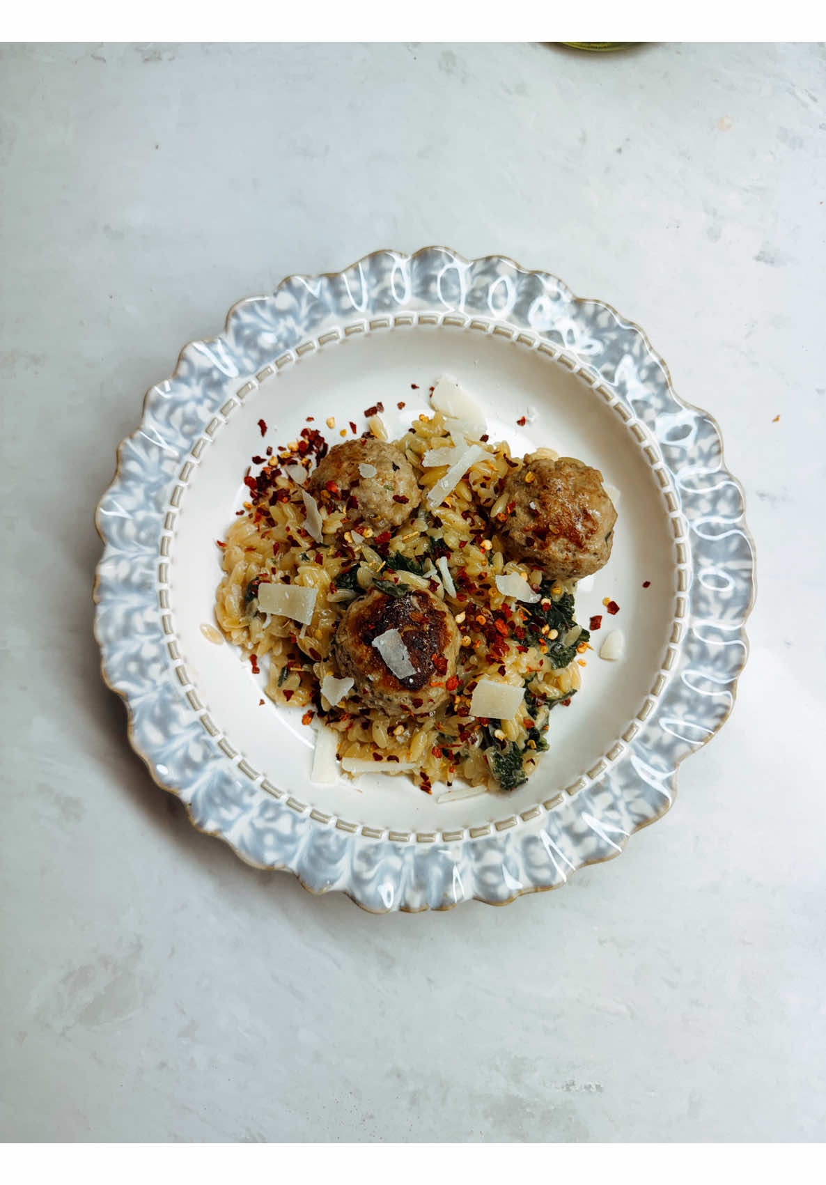 Hearty meatball orzo pasta with greens parmesan recipe for introspective evenings