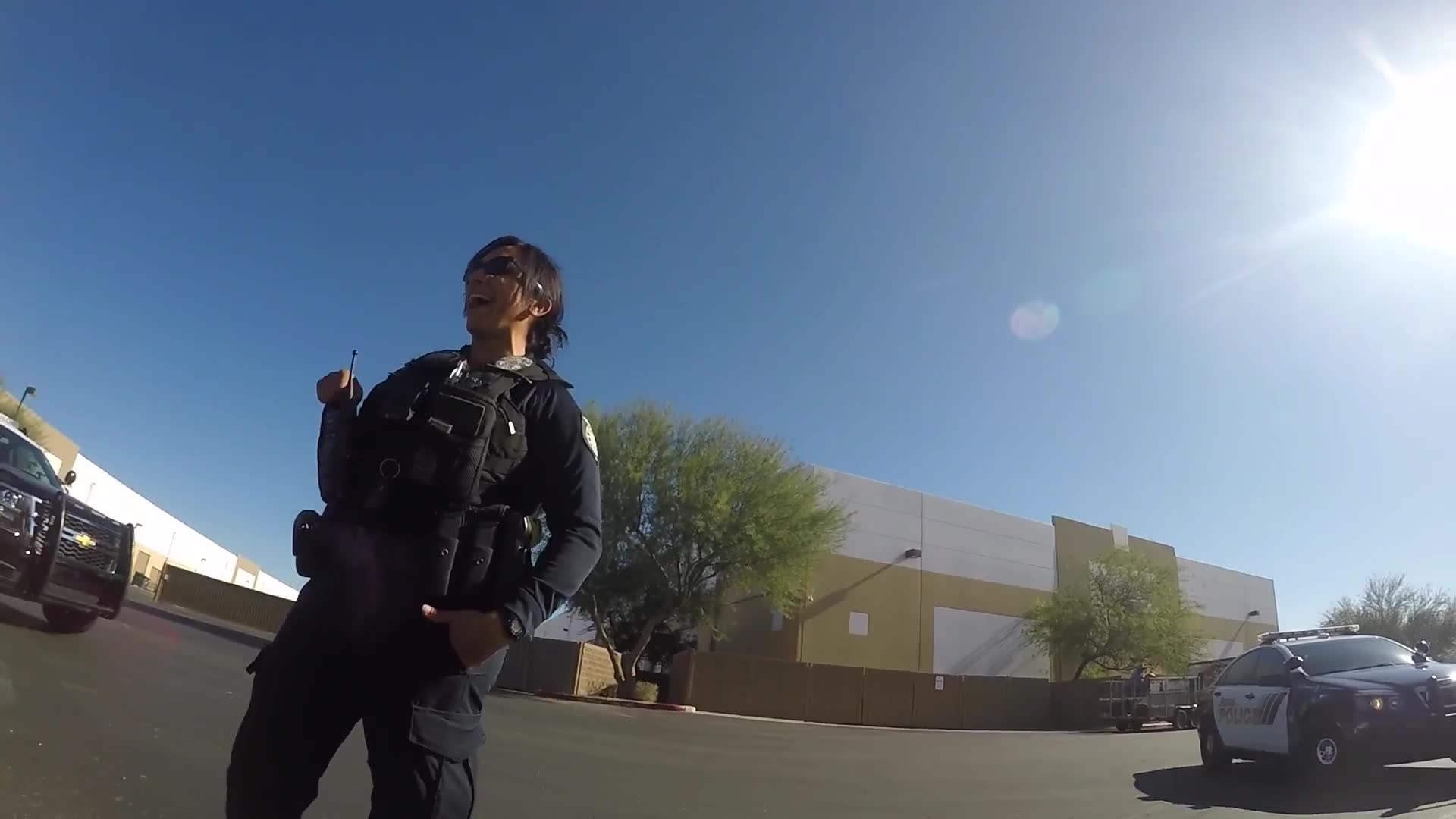 Women in law enforcement show appreciation for motorcycle culture during stop