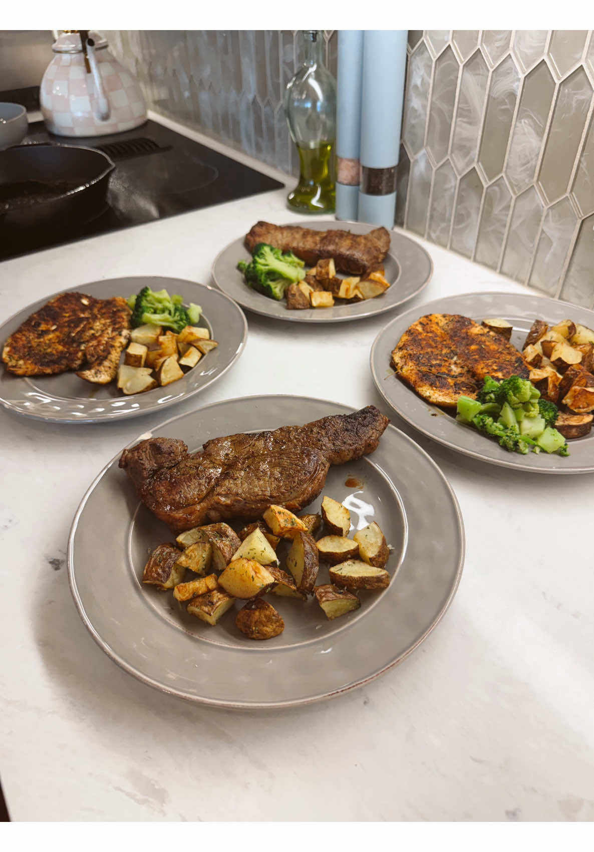 Cant get enough of my delicious homemade dinner steak chicken roasted potatoes broccoli