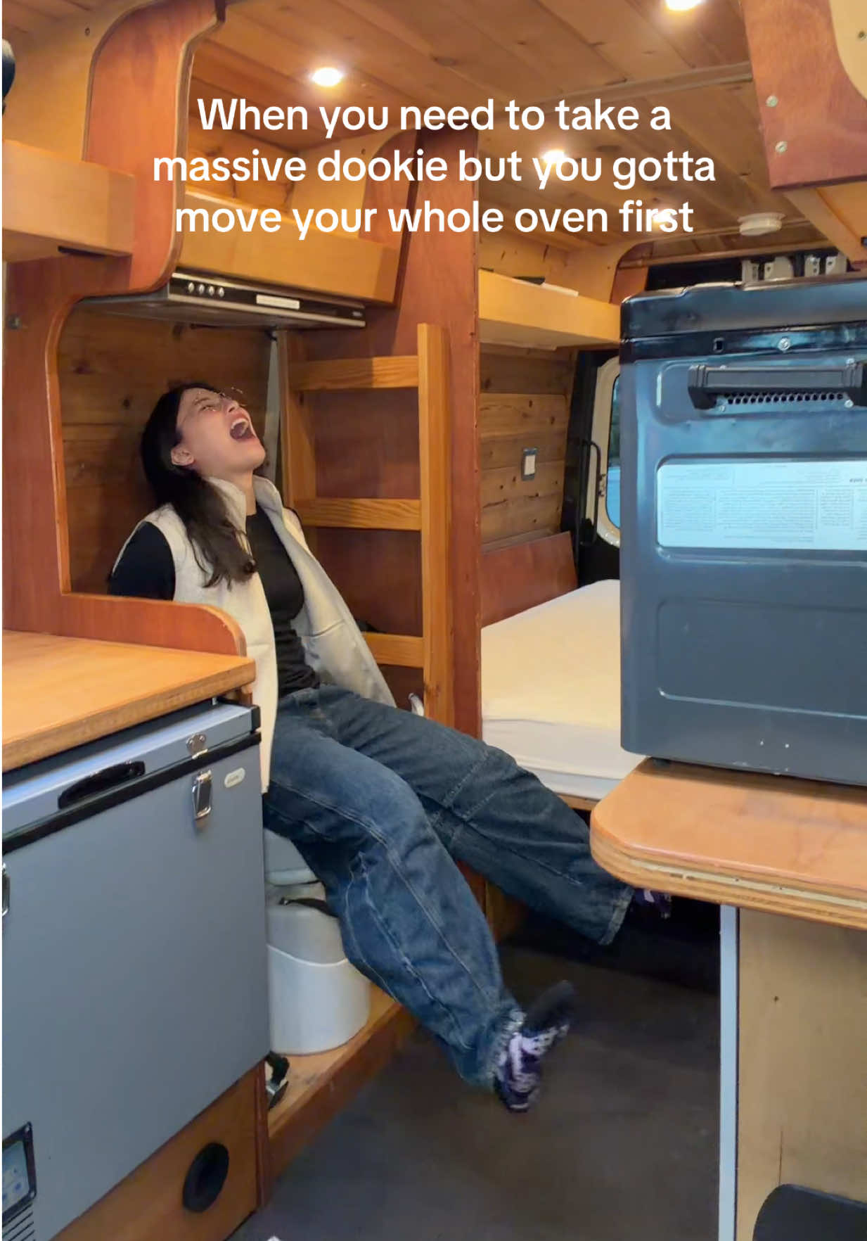 The awkward reality of limited bathroom space in a small campervan