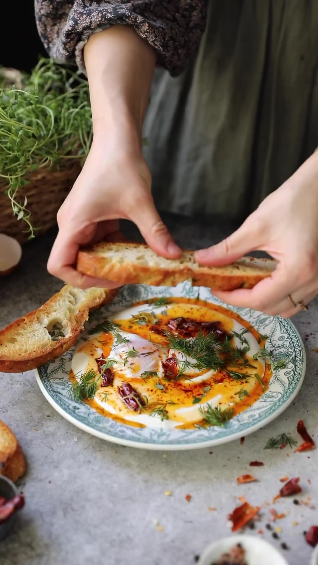 Tulumba tatlisi and Turkish poached eggs with yogurt