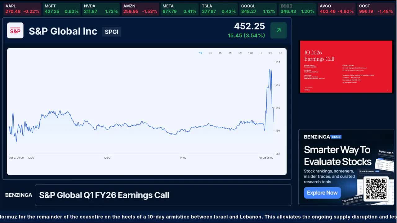 S&P Global Q1 FY26 Earnings Call | $SPGI | 🔴 WATCH LIVE