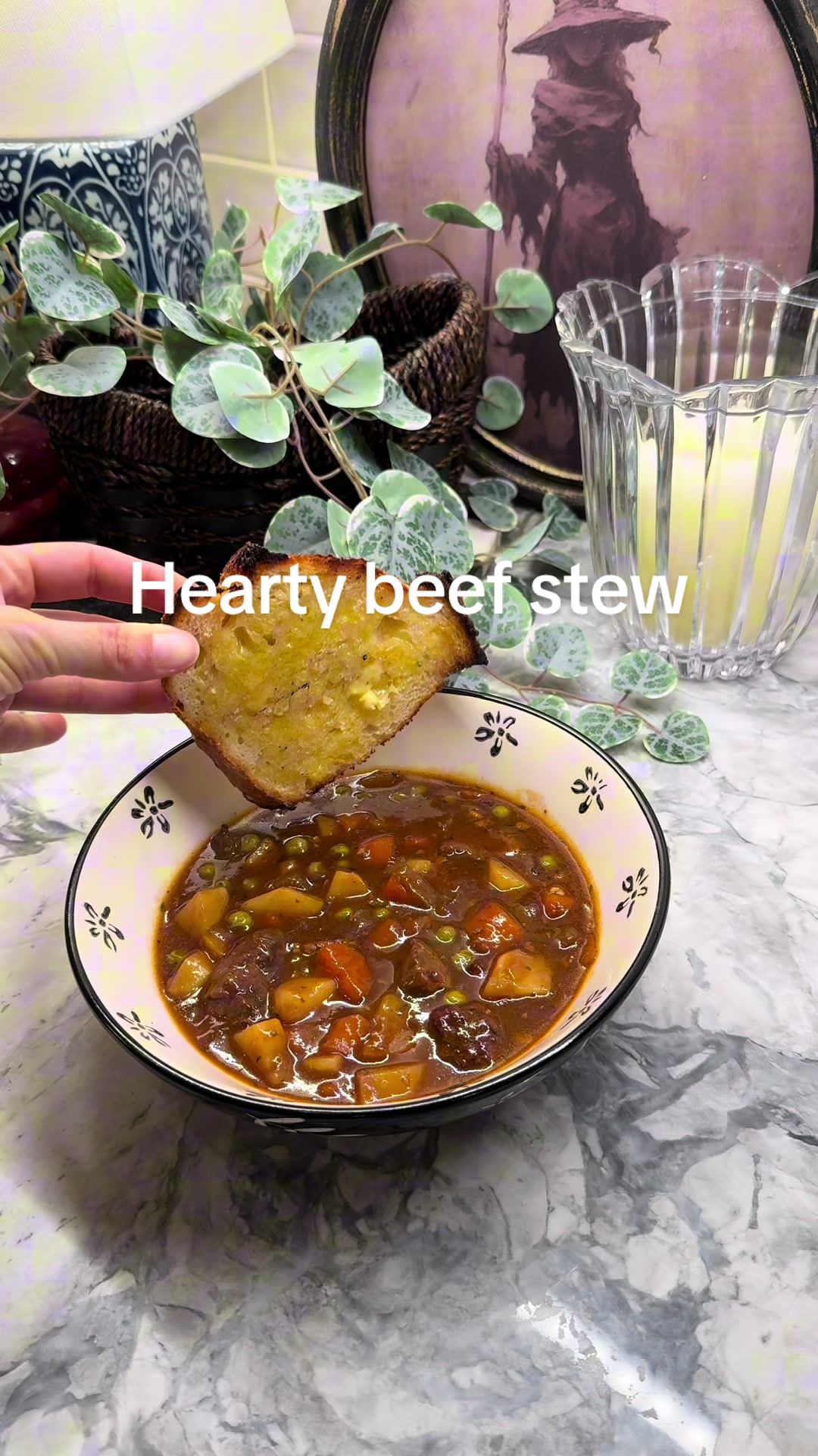 Classic beef stew with vegetables and gravy