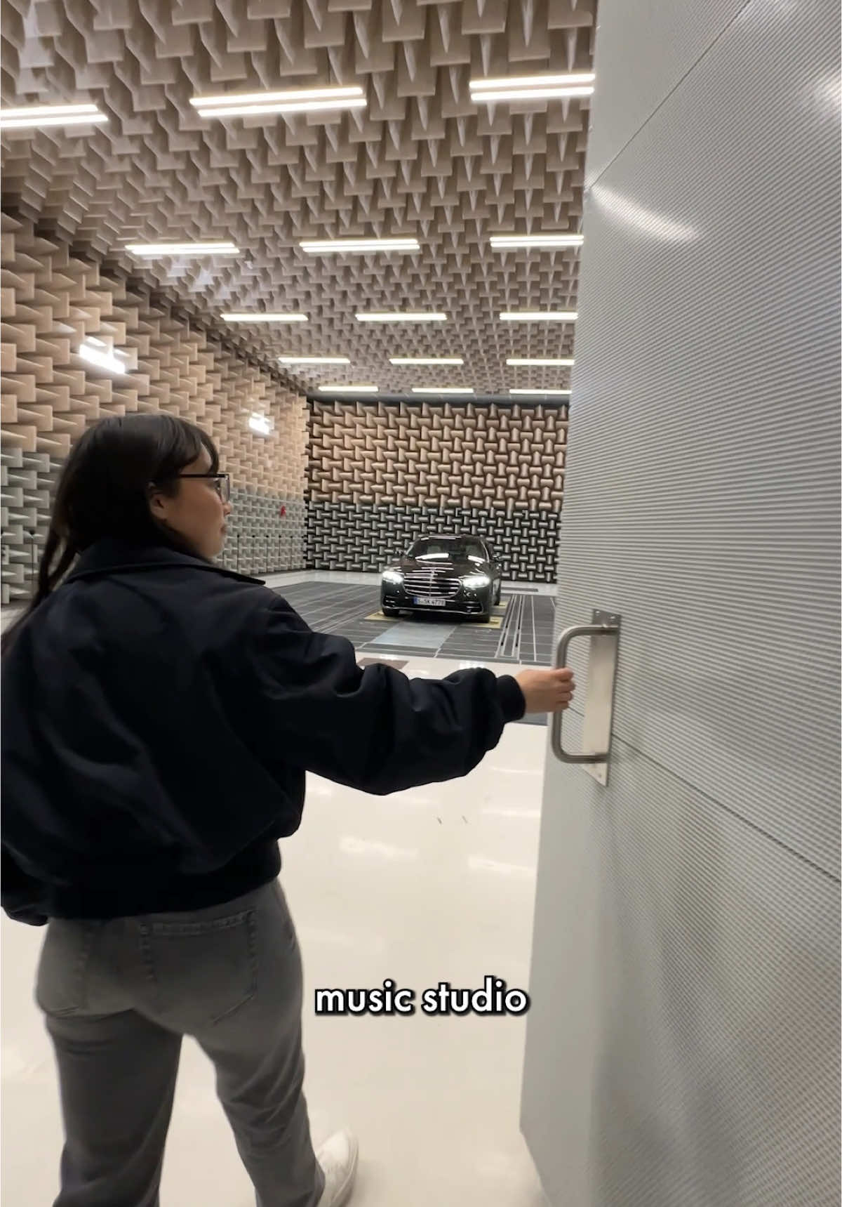 Tour of the anechoic chamber where Mercedes tests vehicle sounds