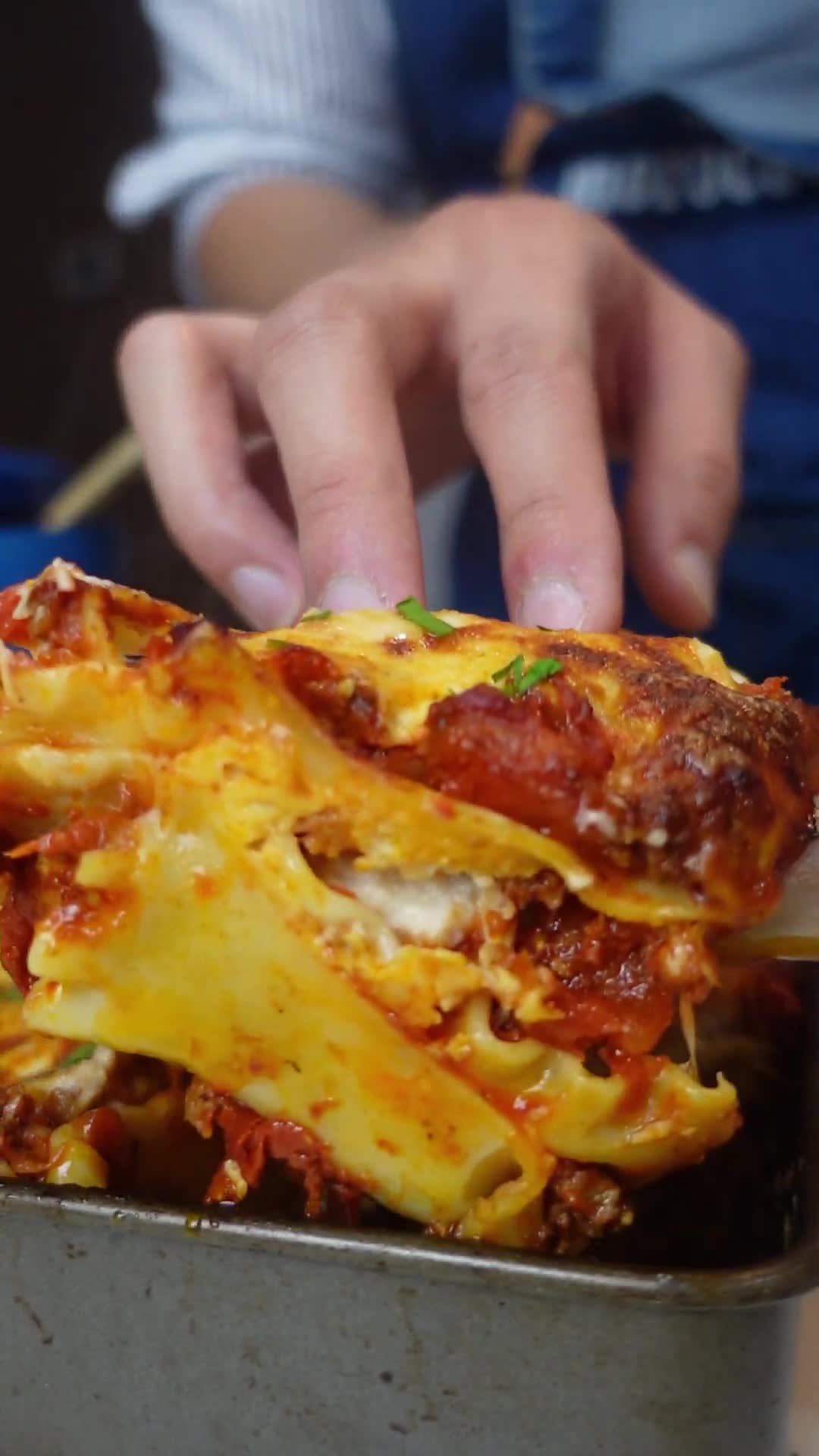 A homemade lasagna I made special for a Valentine's Day dinner at home