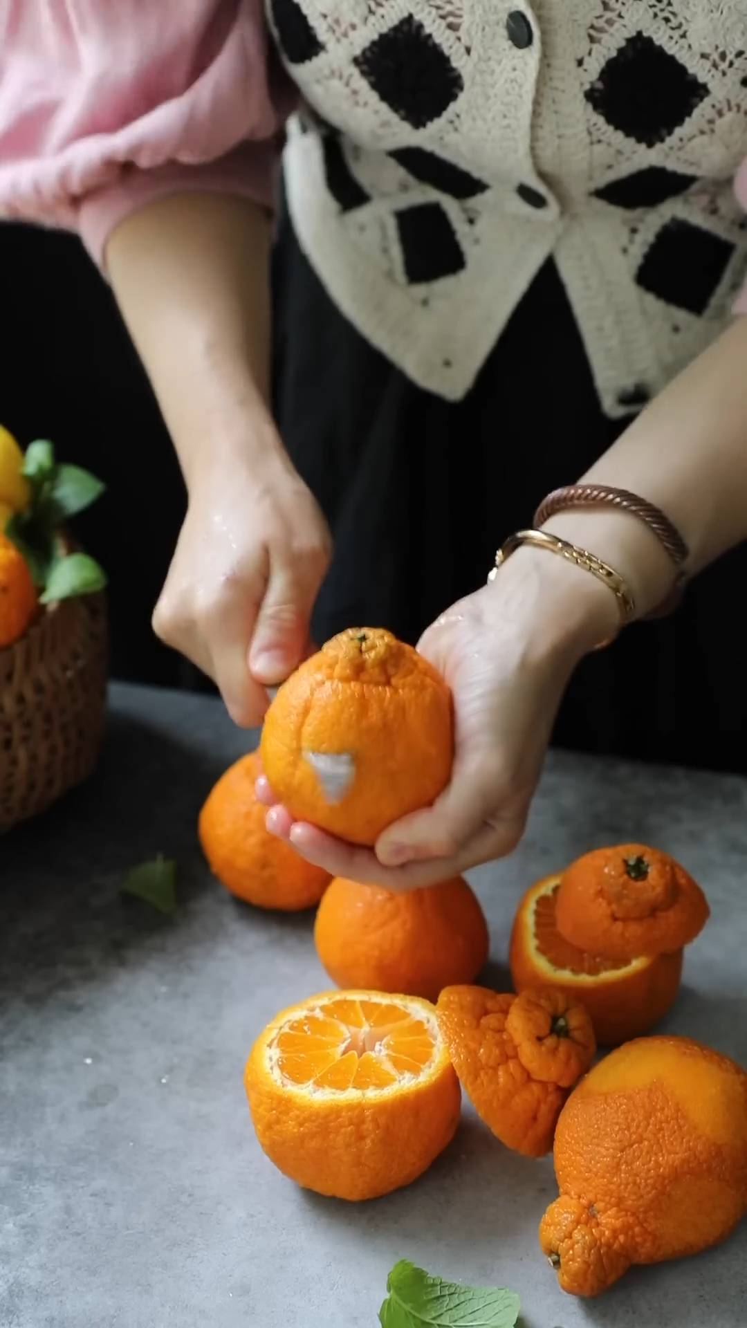 Winter citrus desserts with mandarin posset and Earl Grey cheesecake