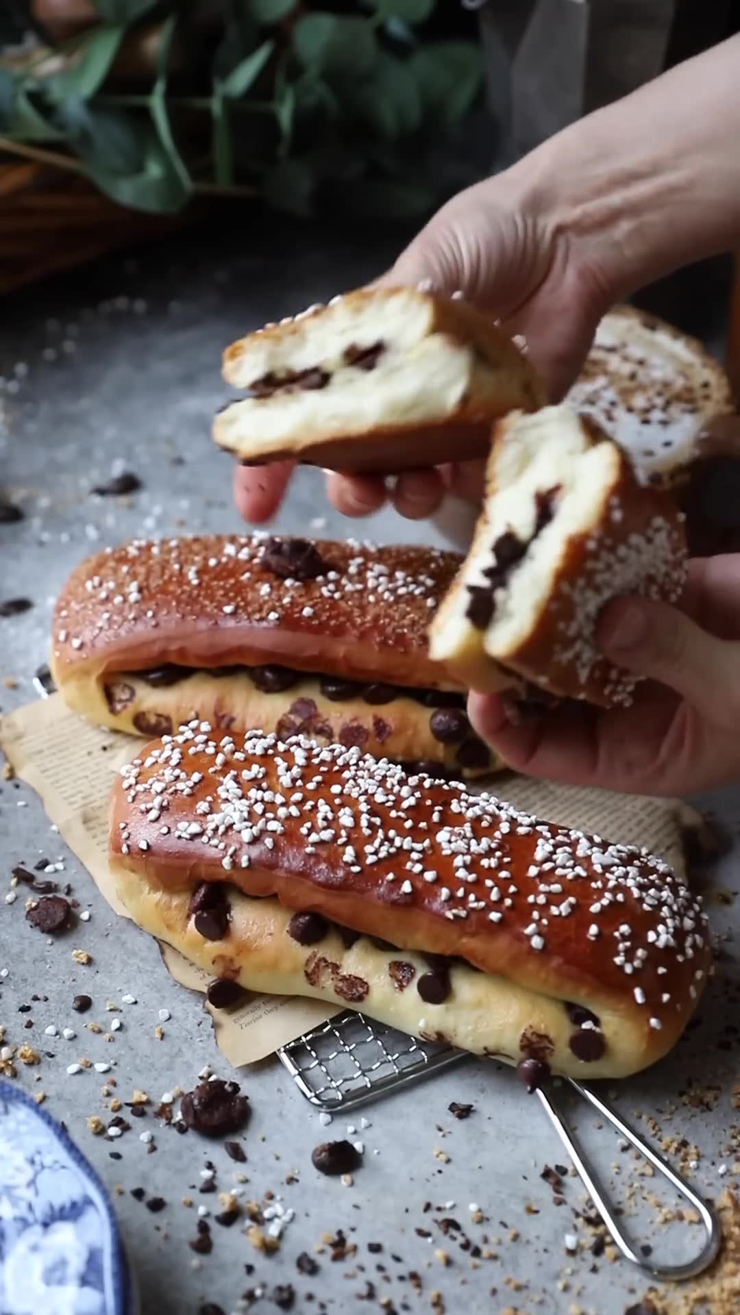 Classic French desserts with custard creme brulee and pain suisse