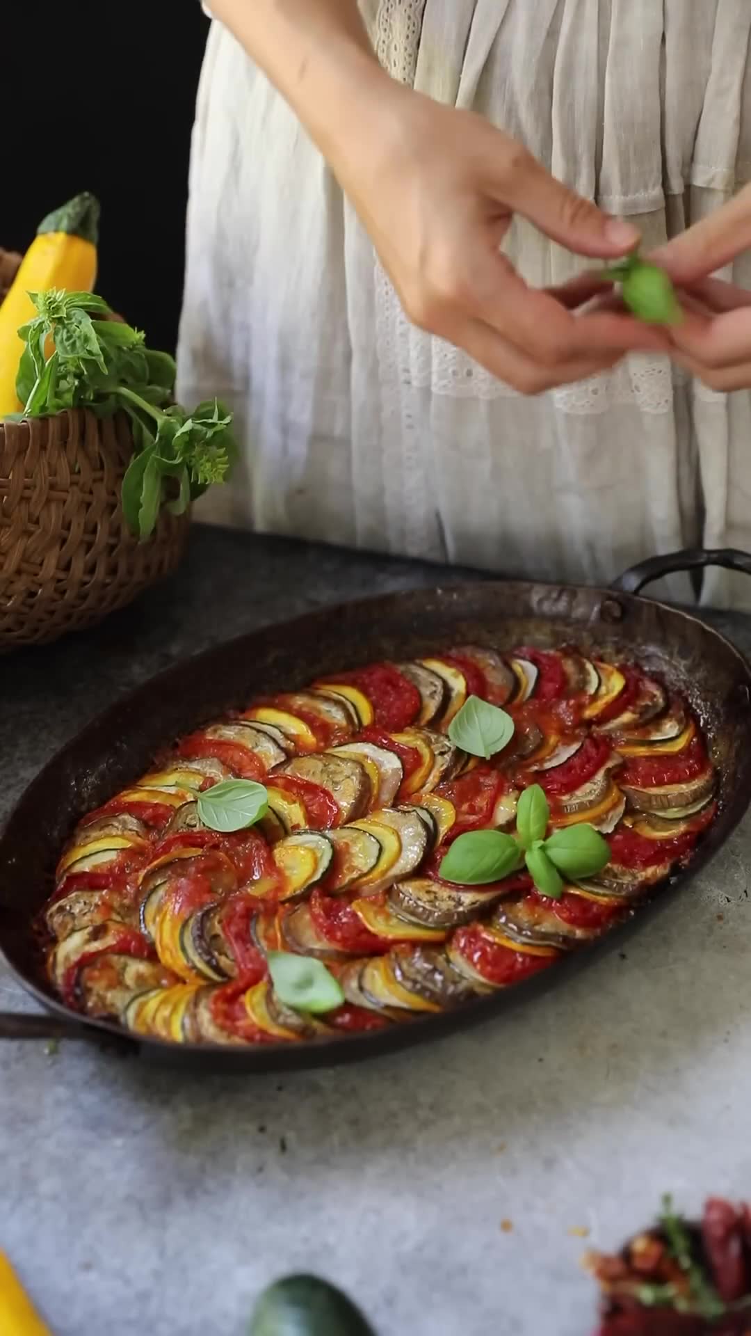 Late summer harvest featuring crisp salad and French vegetable stew