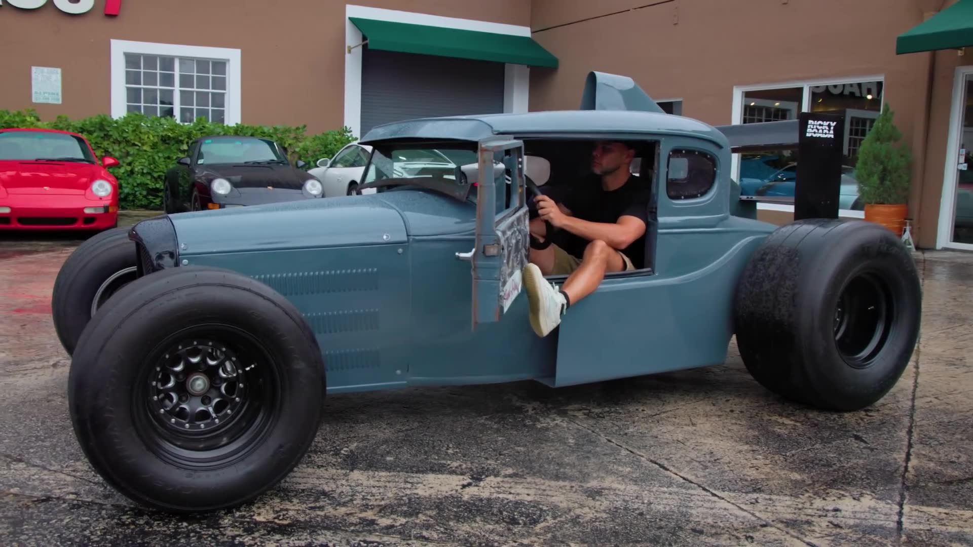 Test driving an antique car body wrapped around a modern Honda engine