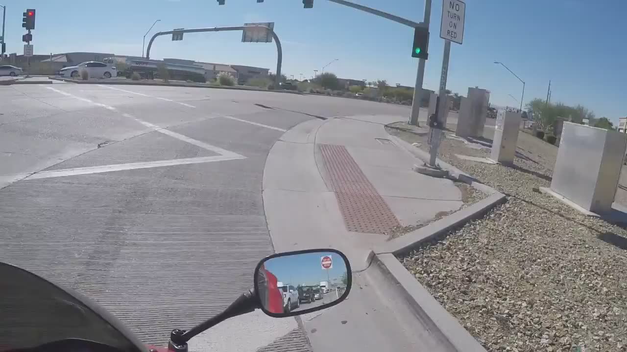 Brand new rider's introduction to pavement contact