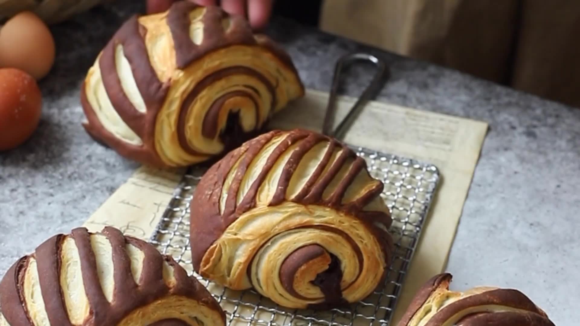 Easy French chocolate croissants baked fresh at home