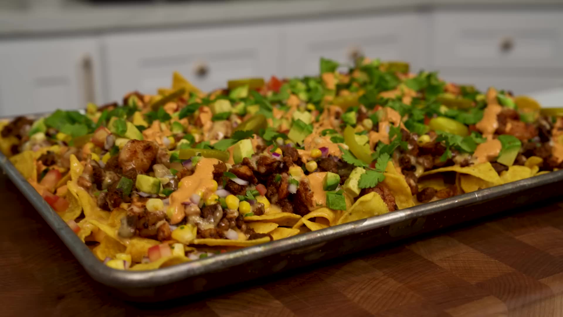 Sheet pan nacho technique for maximum crunch