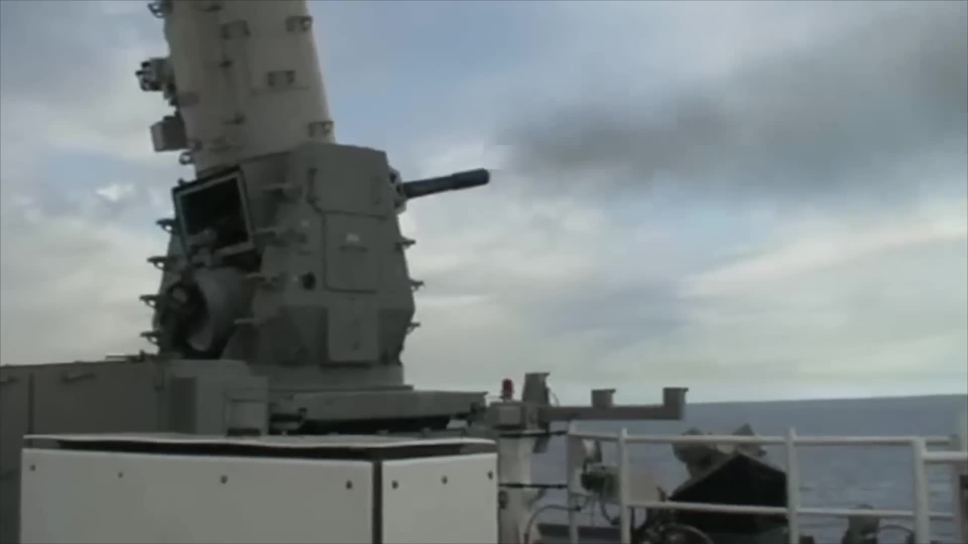 American destroyer Phalanx fires on missile salvo