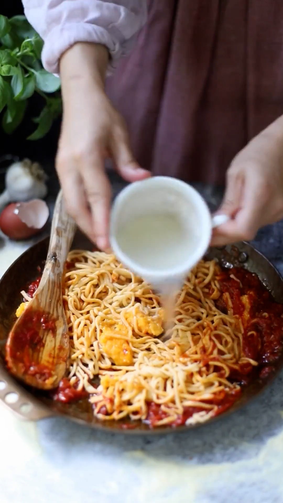 Traditional pasta shape with silky coating