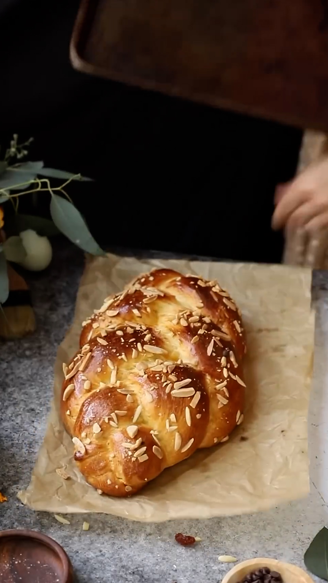 Sweet braided loaf soaked in egg custard
