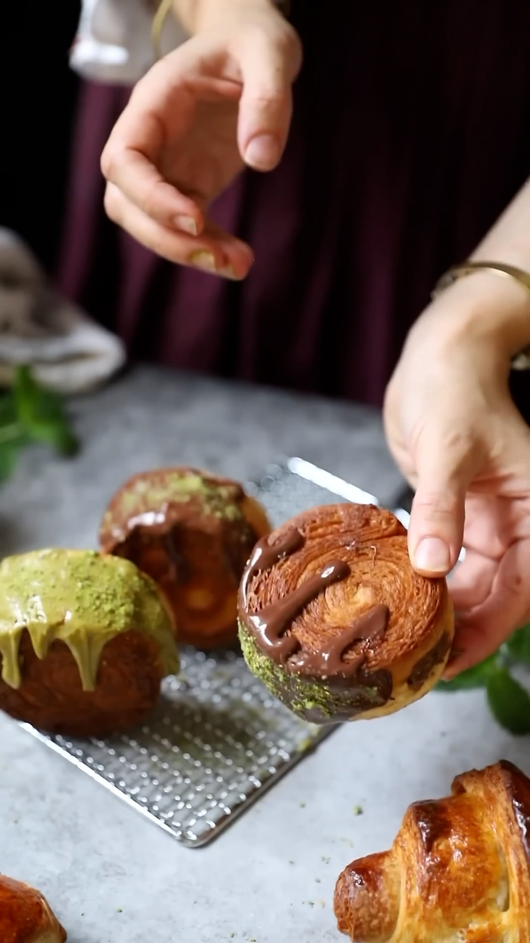 Flaky croissant filled with savory toppings