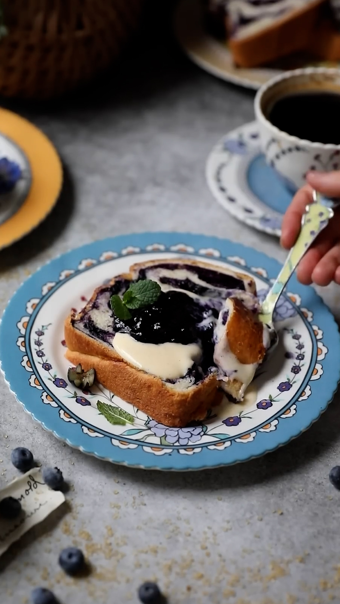 Moist loaf with berry ribbon throughout
