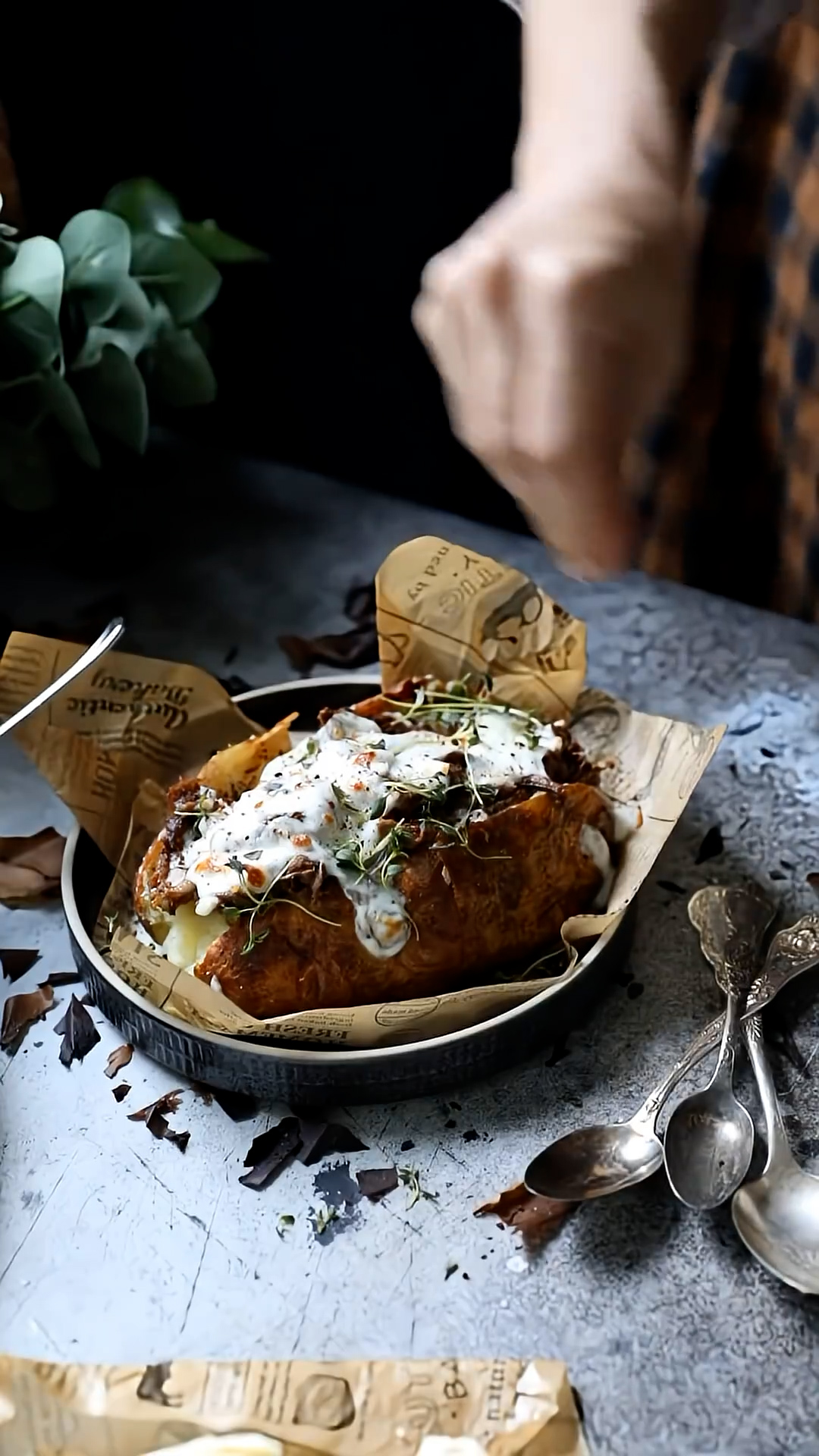 Spiced beef served over crispy-skinned potatoe