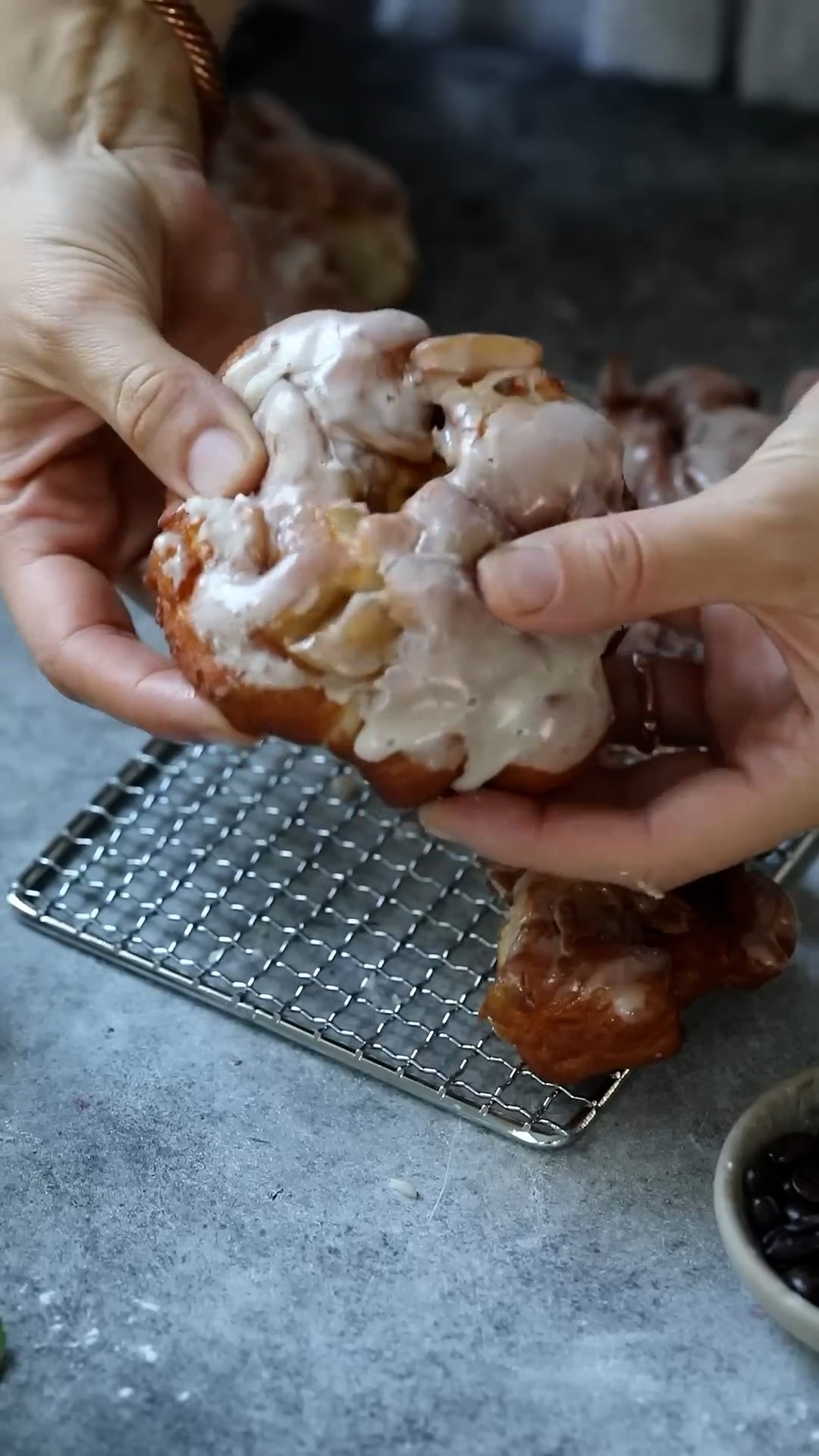 Fried dough featuring chopped apples