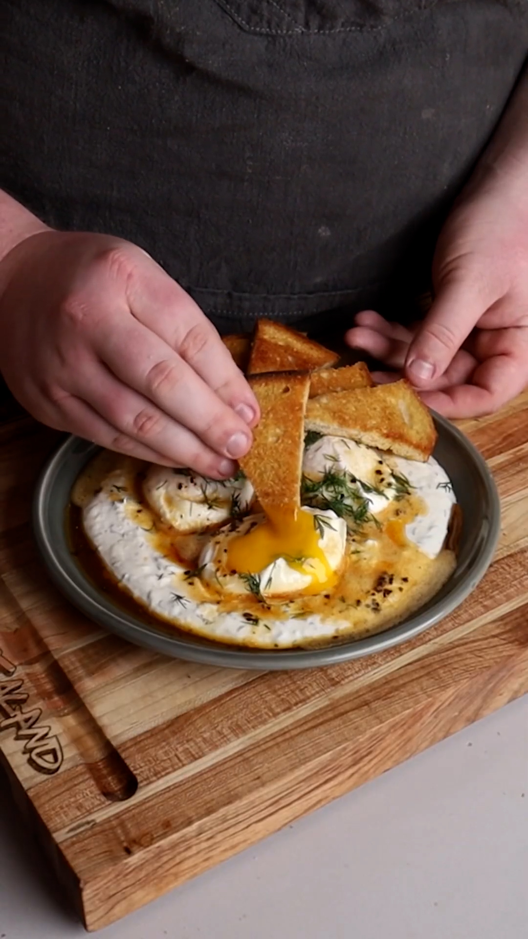 Turkish poached eggs over garlicky yogurt with spiced chili butter
