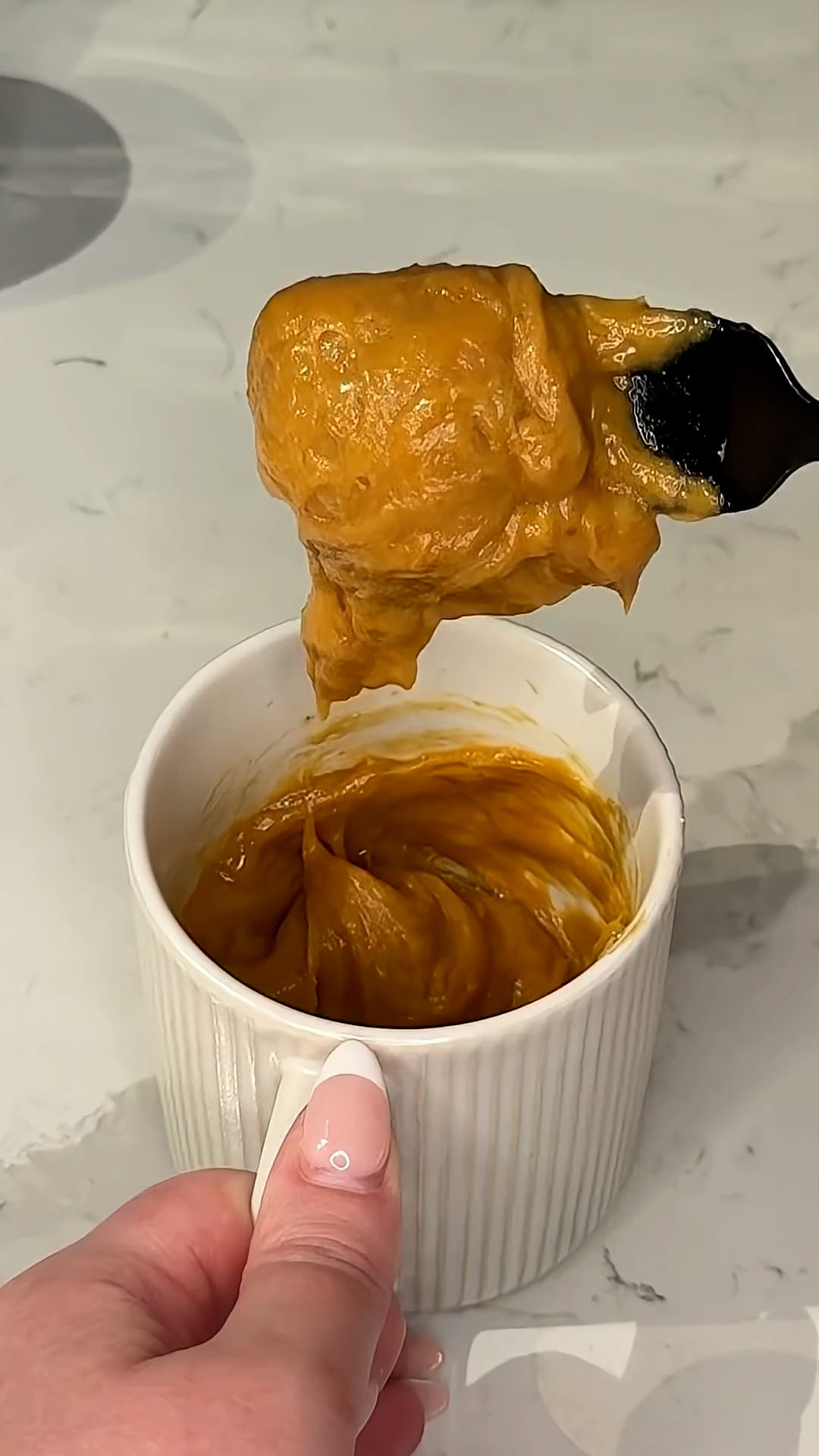 Microwave cake made with just nut butter, egg, and sweetener