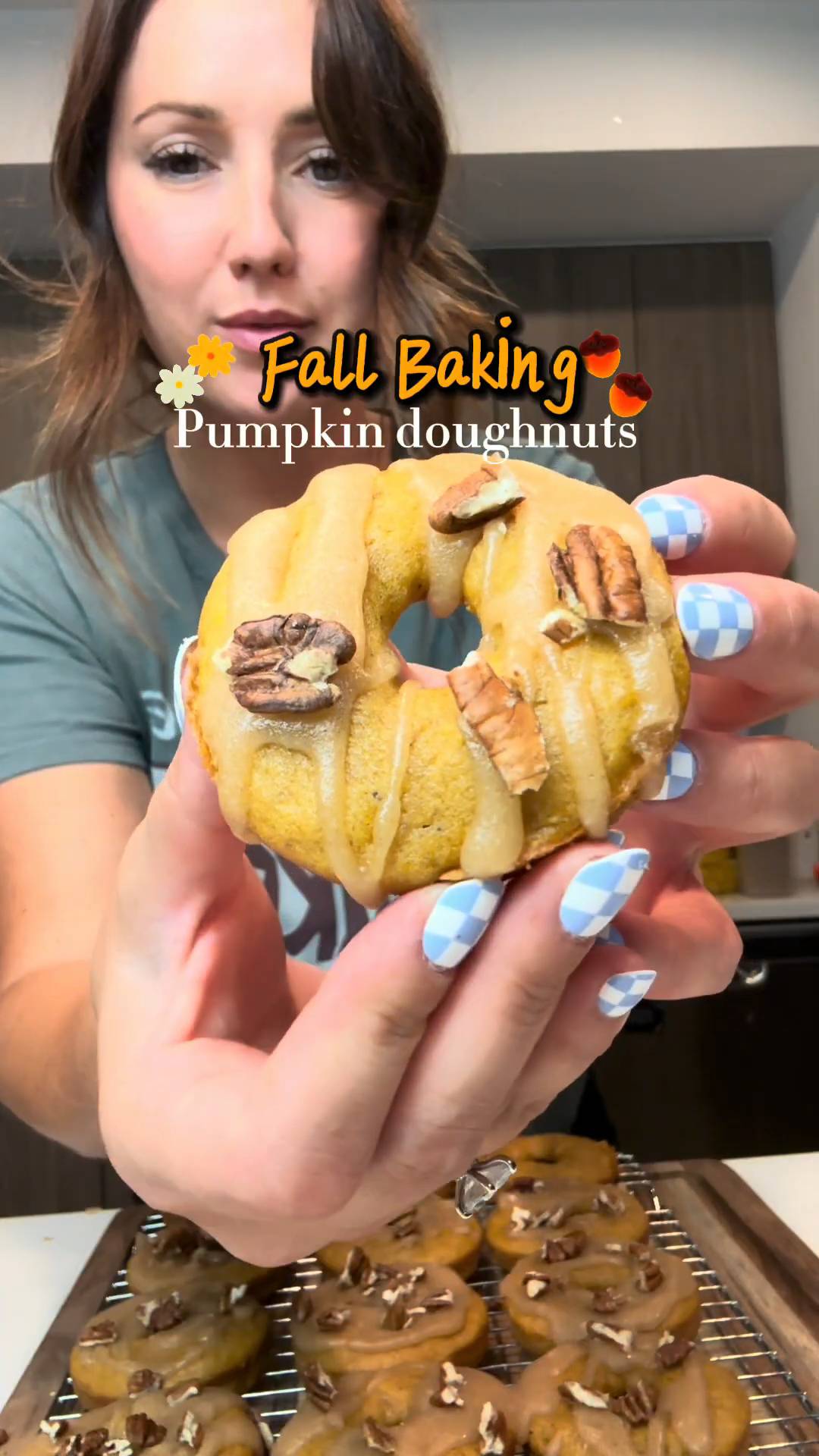 Autumn spiced pumpkin doughnuts baked instead of fried everyone will enjoy