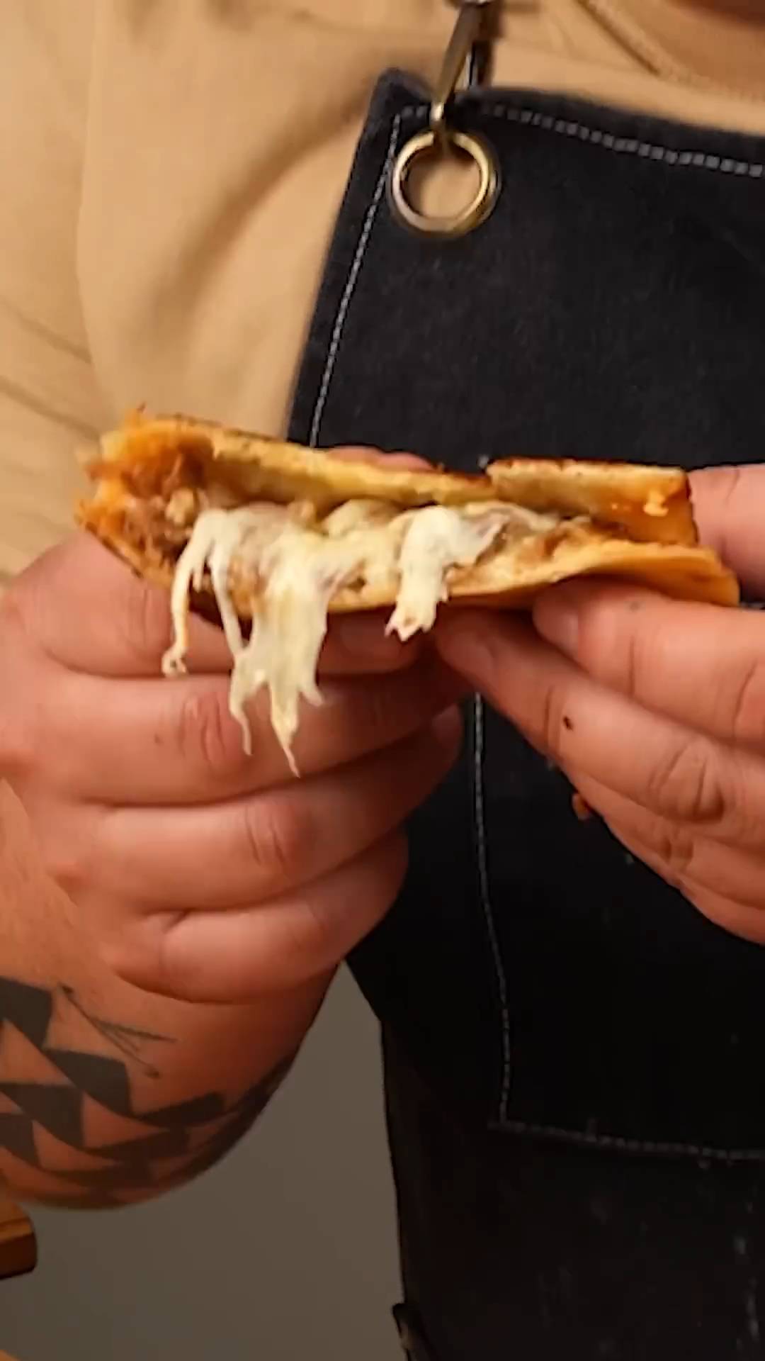 The fusion quesadilla with marinated Korean beef
