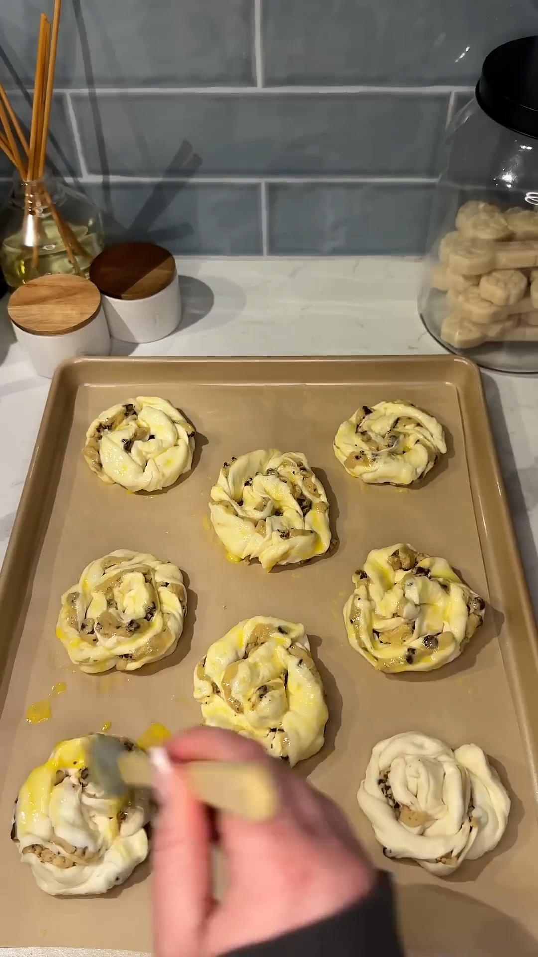 Safe-to-eat dough piped into spiral shapes and frozen