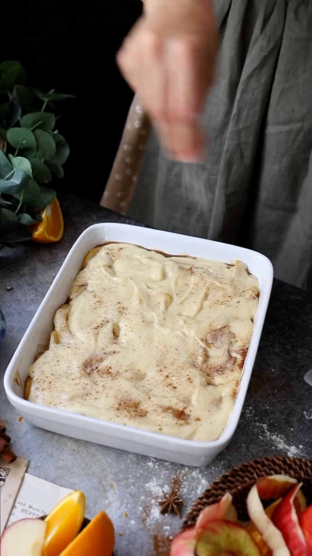 Rustic dessert featuring tender apples