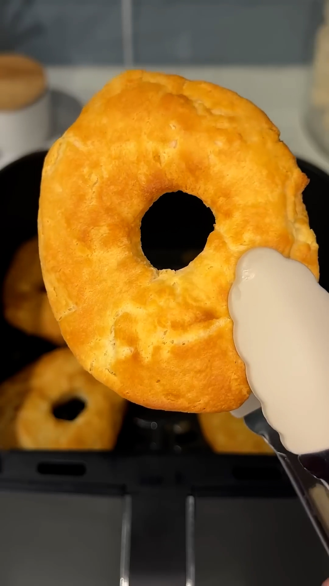 Refrigerated biscuit dough fried in air fryer and glazed