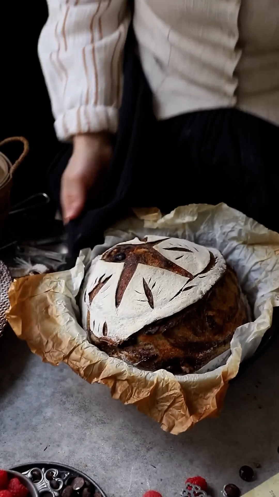Marble sourdough spread with chocolate butter and jam