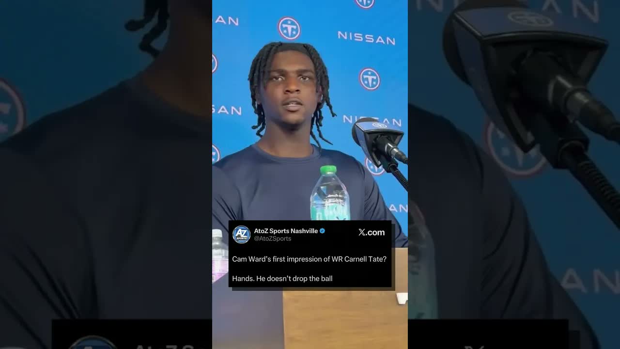 Cam Ward has a ton of confidence in Carnell Tate. #camward #carnelltate #tennesseetitans #rookies