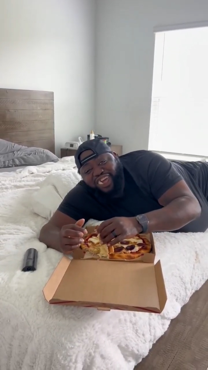 Husband's confusion when pizza is actually cake in disguise