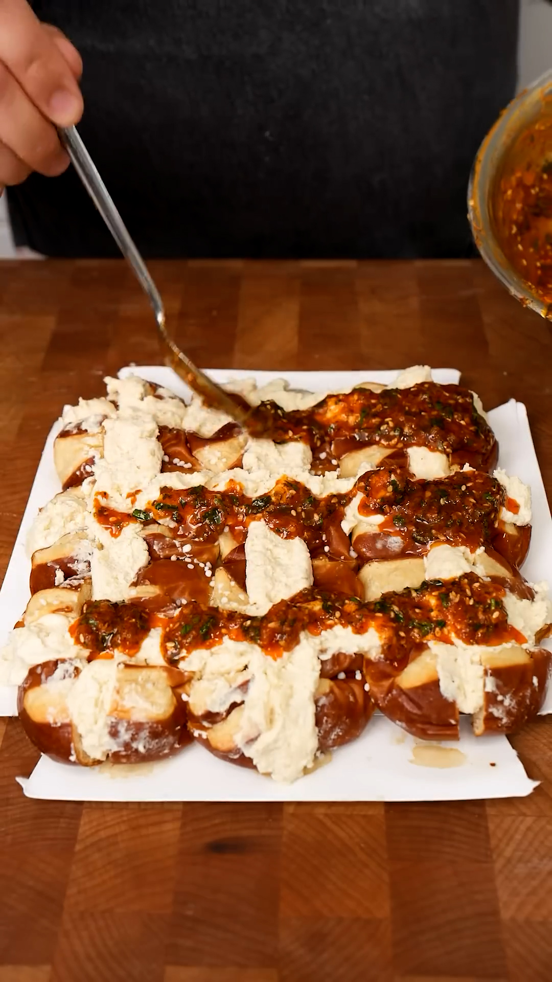 Garlic butter soft pretzels loaded with melted cheese