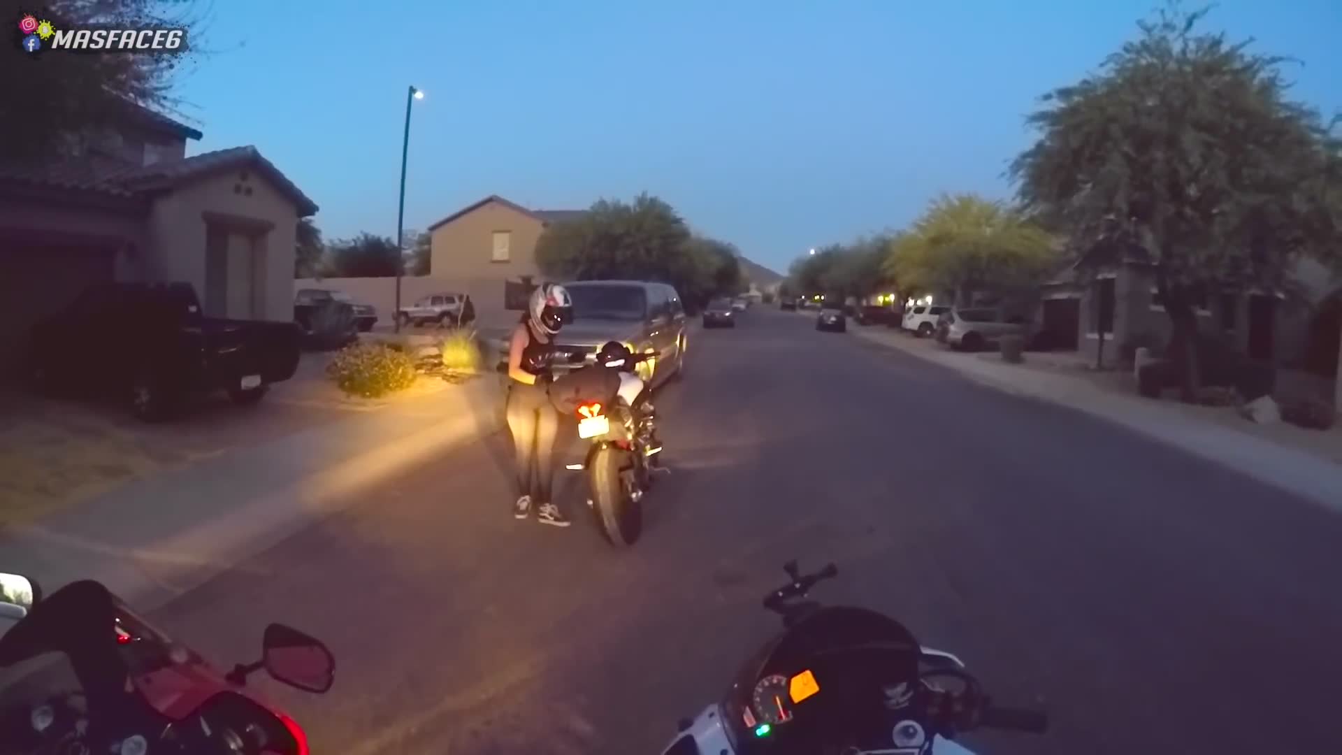 Getting Mother's Day cards on our motorcycles