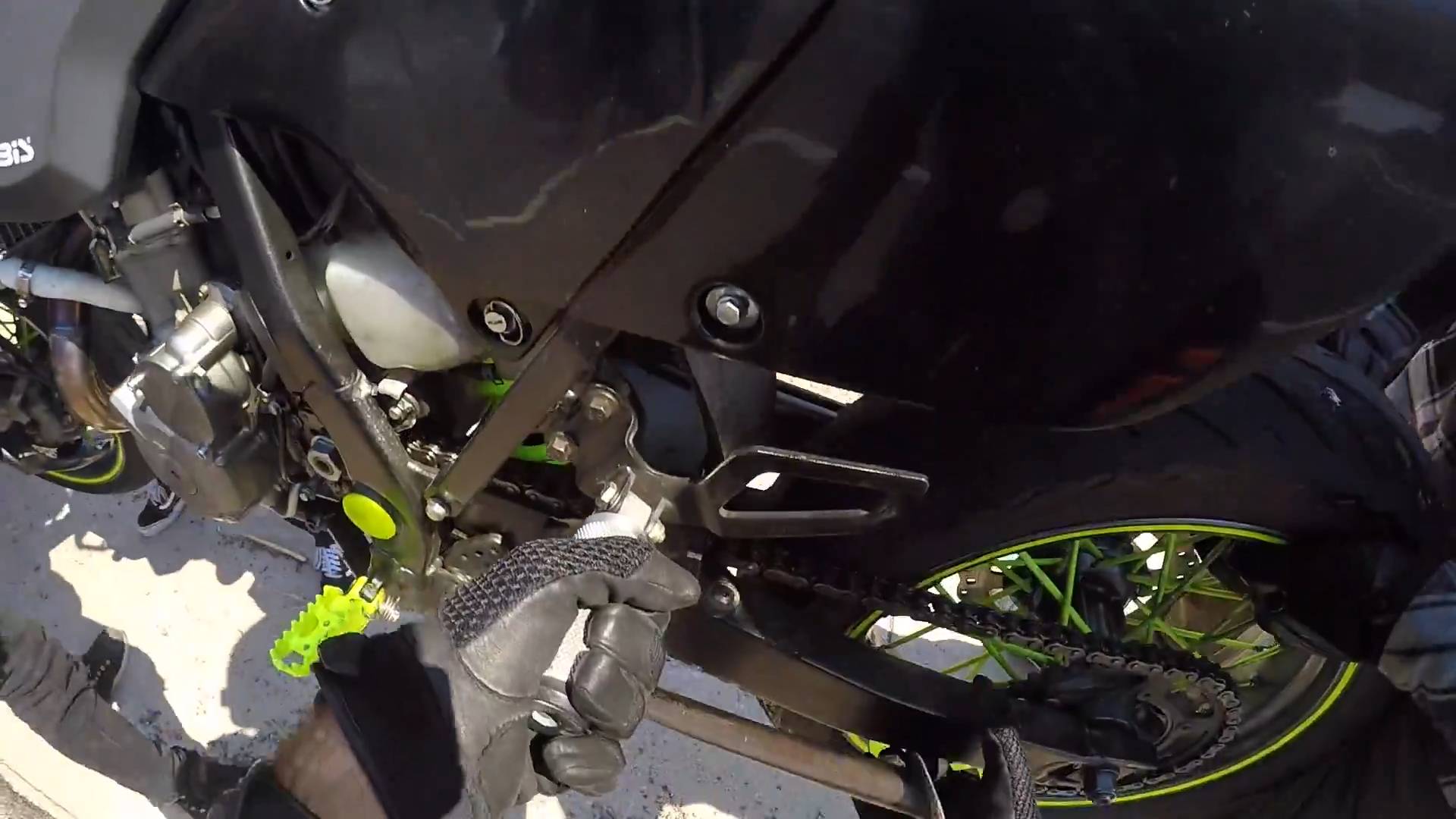 His motorcycle ran out of gas on the highway